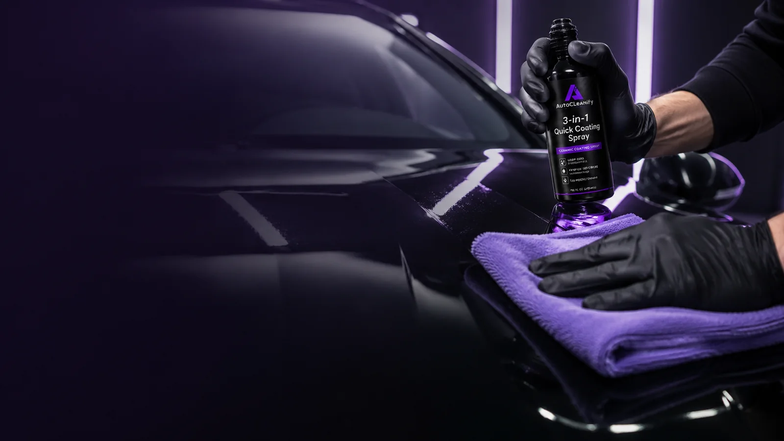Applying and buffing a ceramic coating on a glossy black car